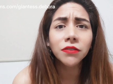 Giantess Debora shrinks her bf to make his fantasy about giantess fetish come true