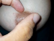 Nipple play..my wife with big saggy tits..huge large nipples 12/16