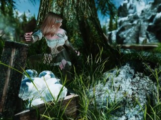 Skyrim elf girl and kind adventurer