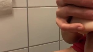 Came over this old pocket pussy while cleaning, felt good. Pumping orgasm contractions.