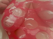 Blonde Carlycurvy and whipped cream all over her body! Licking it up too!  6/16