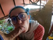 sex under the bridge with a cute schoolgirl in glasses she loves to get cum on her face 12/16
