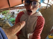 sex under the bridge with a cute schoolgirl in glasses she loves to get cum on her face 6/16