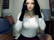 Night of Masks Part Jill Play! Female doll mask Jill plays with her rubber pussy and female masks!
