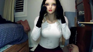 Night of Masks Part Jill Play! Female doll mask Jill plays with her rubber pussy and female masks!