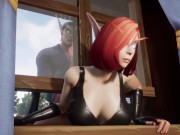 Elf Thieve Stuck on a Window  Warcraft Hentai Parody 8/16