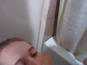 Cum running out of my mouth as I deepthroat his dick then get facefucked balls deep🤤 14/16