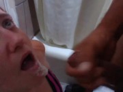 Cum running out of my mouth as I deepthroat his dick then get facefucked balls deep🤤 16/16