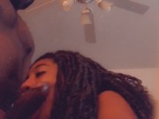 Sometimes I thinks his cock just gets bigger and bigger he’s training me to swallow the whole thing  14/16