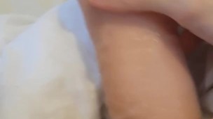 twink takes huge dildo close up