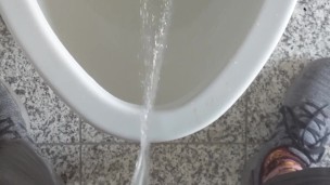 Uncut Boy Peeing in the Toilet