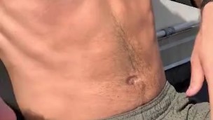 Uncut twink outdoor jerk and cum