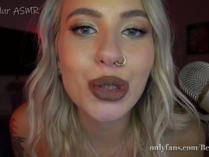 ASMR sexy girl makes her boobs wet + mouth sounds