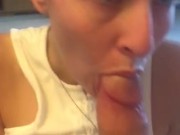 Little slut milks Daddy’s cock in her throat while showing off her tight lil asshole, Huge Throatpie 10/16