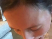 Little slut milks Daddy’s cock in her throat while showing off her tight lil asshole, Huge Throatpie 7/16