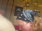 British teen works hard giving her boyfriend a sloppy blowjob and is rewarded with a good hard fuck 7/16