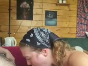 British teen works hard giving her boyfriend a sloppy blowjob and is rewarded with a good hard fuck 8/16
