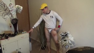 Man Parading in Skimpy Undies and He Doesn't Care Who Sees! mmm