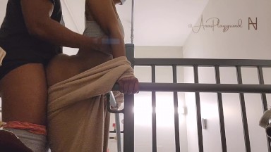 She traded me a Blowjob for Backshots.  Snuck a quickie in the stairwell.