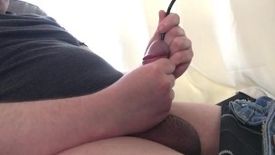 Moaning while sounding my dick deep