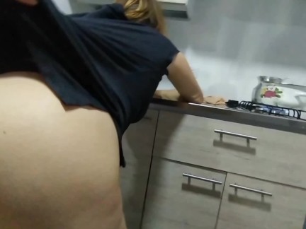 My stepmother is in the kitchen preparing breakfast but I want to fuck her right now