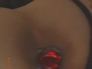 Latina teen shakes her ass with butt plug in  16/16