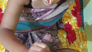 Desi horny girl giving blowjob and sucking balls