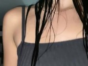 My stepcousin's bitch after coming out of the bathroom, the first thing she asks me is to cock 6/16