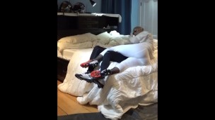 Jock in White Spandex having Fun with Dummy Jock in Black Spandex - part 2