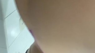my stepsister's bitch records herself with her boyfriend in the bathroom