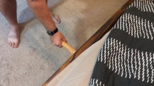 Dad Bod slides dildo in and out of his ass while mowning