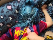 clarge selection of delicious warm sperm on the face of a cute teen girl with glasses who loves cock 13/16