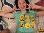 clarge selection of delicious warm sperm on the face of a cute teen girl with glasses who loves cock 15/16