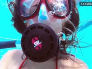 Teenie horny babe Lana uses dildo in the swimming pool 10/16