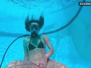 Teenie horny babe Lana uses dildo in the swimming pool 12/16