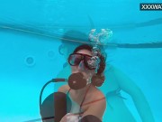 Teenie horny babe Lana uses dildo in the swimming pool 15/16