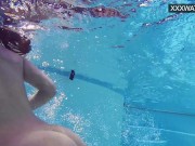 Teenie horny babe Lana uses dildo in the swimming pool 4/16