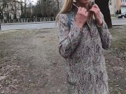 IN PUBLIC UNLOCKED THE COAT, AND UNDER IT NAKED PUSSY AND TITS