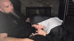Nun submits to priest for blowjob