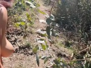My friend's mother takes her clothes off in the woods during a walk 14/16