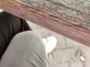 Teacher jerks off a student's cock in a park with people walking around - MissCreamy 1/16