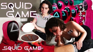 SQUID GAME - Dalgona candy challenge - didn't cut the dick and sucked a big dick