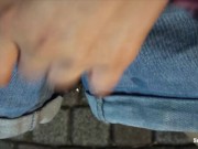 夜中にデニムショートパンツでおもらし 10/16