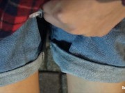 夜中にデニムショートパンツでおもらし 8/16