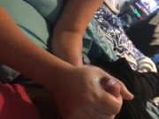 Horny Latina MILF gives handjob 16/16