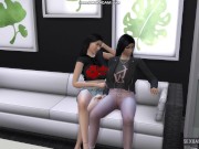 Two Incredible Brunette Lesbians With Huge Tits Have Rough Sex - Sexual Hot Animations 2/16