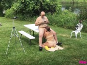 Missy Sucking Georges Dick Outdoors - A View From Behind 10/16