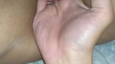 Wife's pussy dilated and full of her lover's cum. Husband check it out