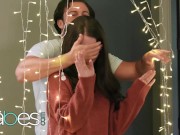 Babes - Cute lil brunette Evelyn Clair shows off her stockings and gets her pussy licked 1/16