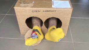 Surprise Delivery Series - Lucky magic cat ankle socks - Big Male Feet to Worship inside - Manlyfoot